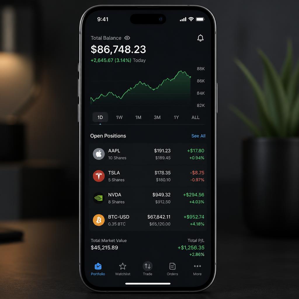 Mobile app portfolio dashboard